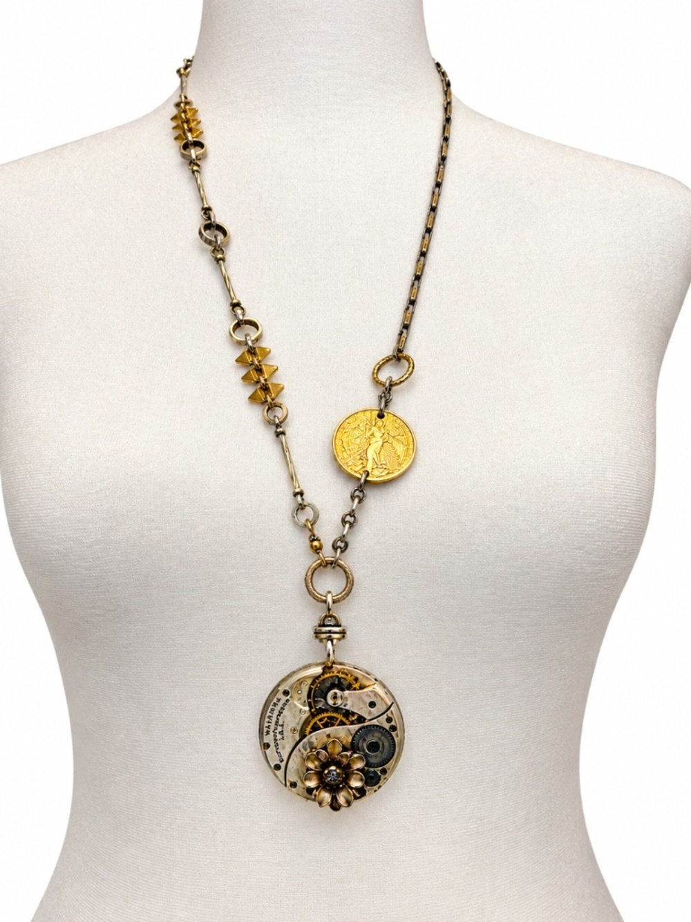 Steampunk Vintage Statement Necklace by Rewind Jewelry.